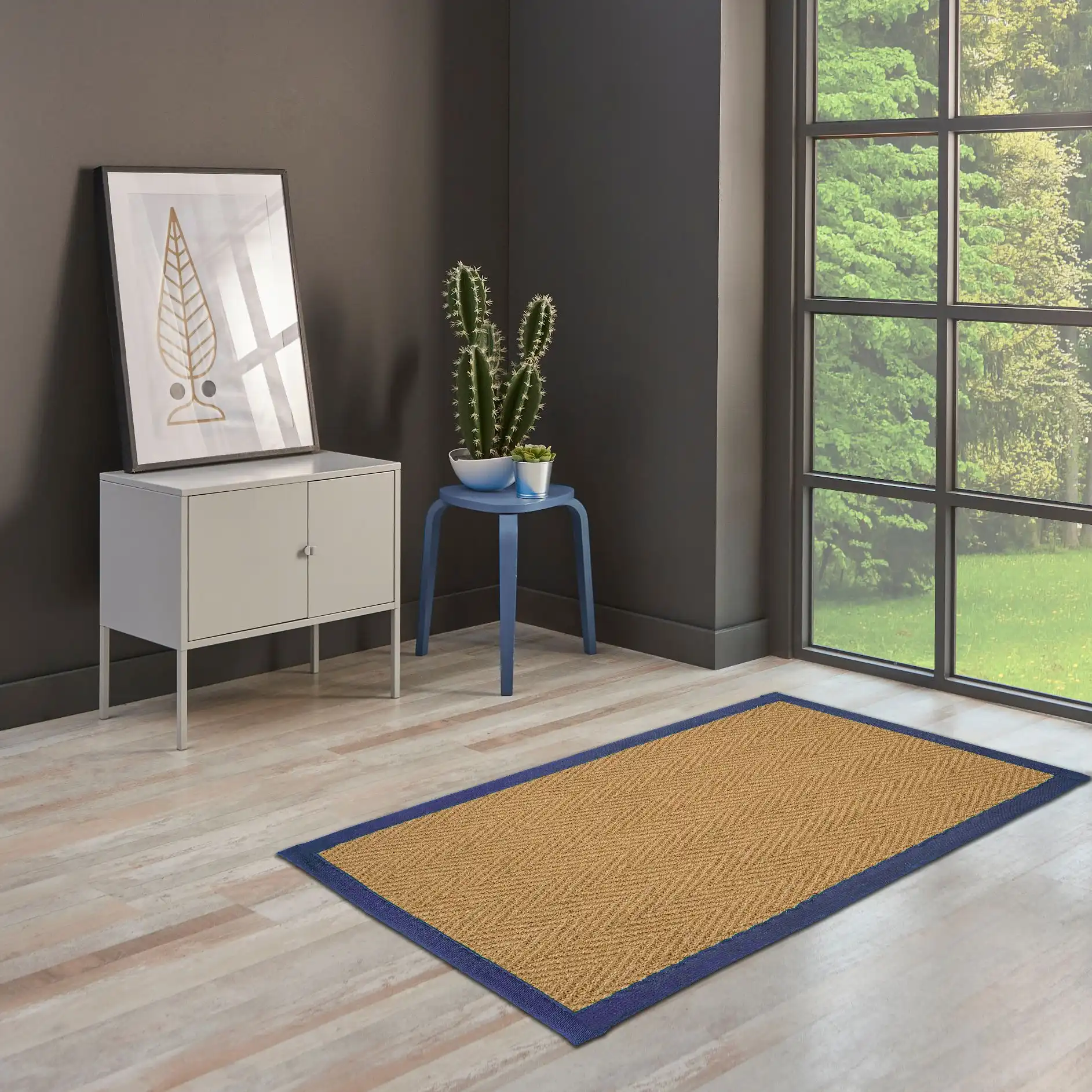 Herringbone Coir Blue Rug