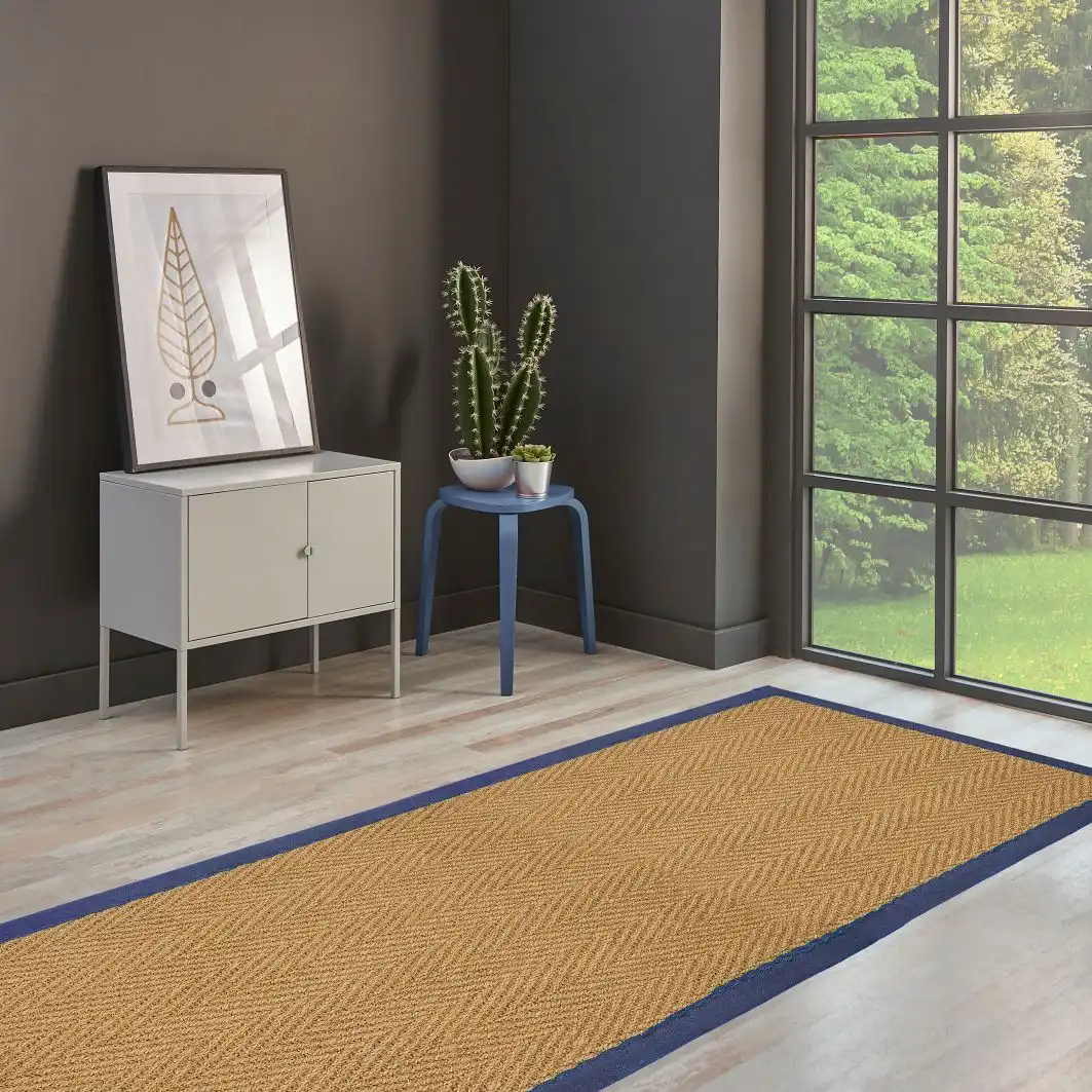 Herringbone Coir Blue Rug - Image 3