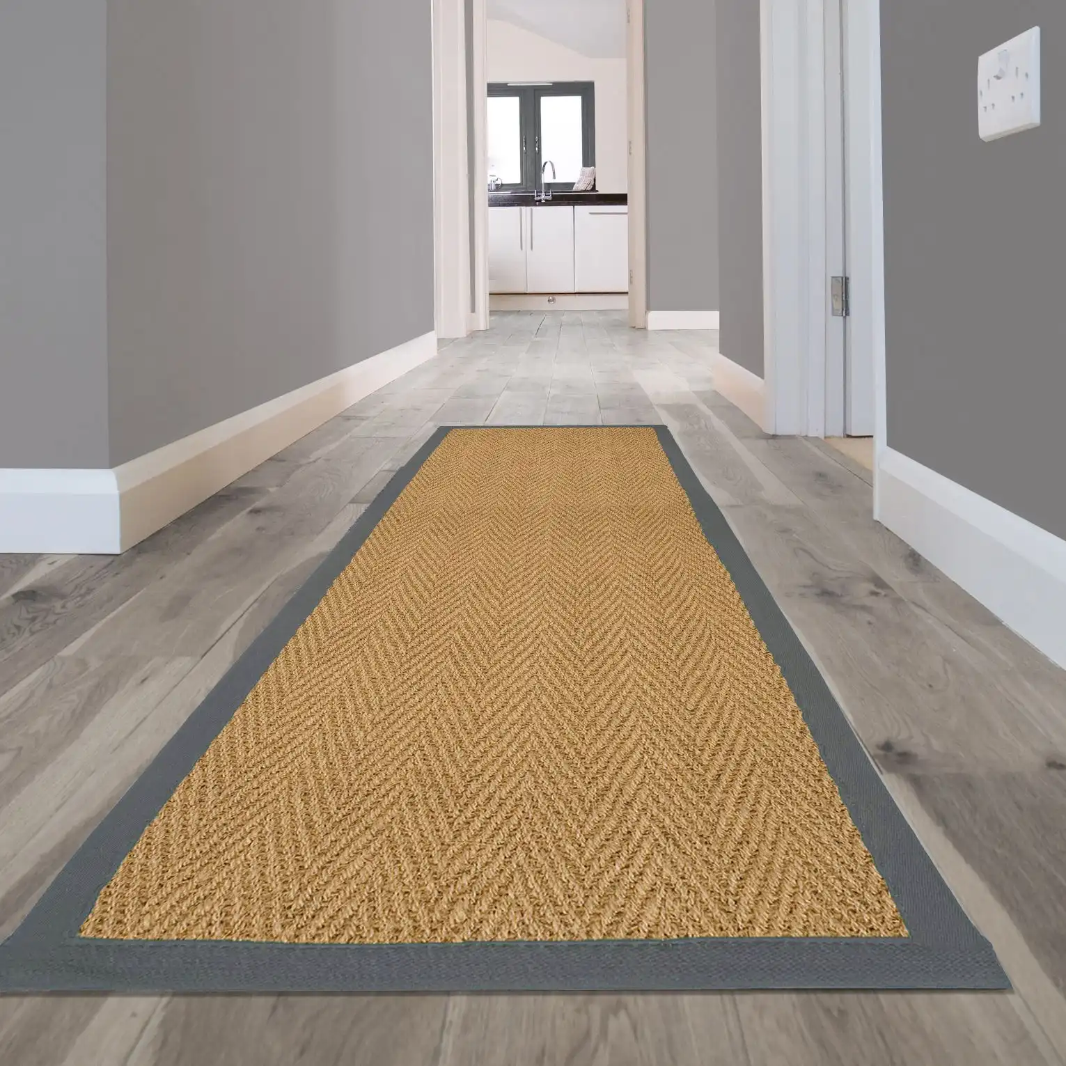 Herringbone Coir Grey Rug - Image 2