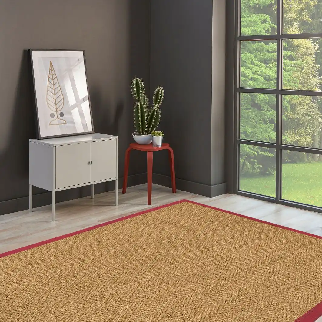 Herringbone Coir Red Rug - Image 2