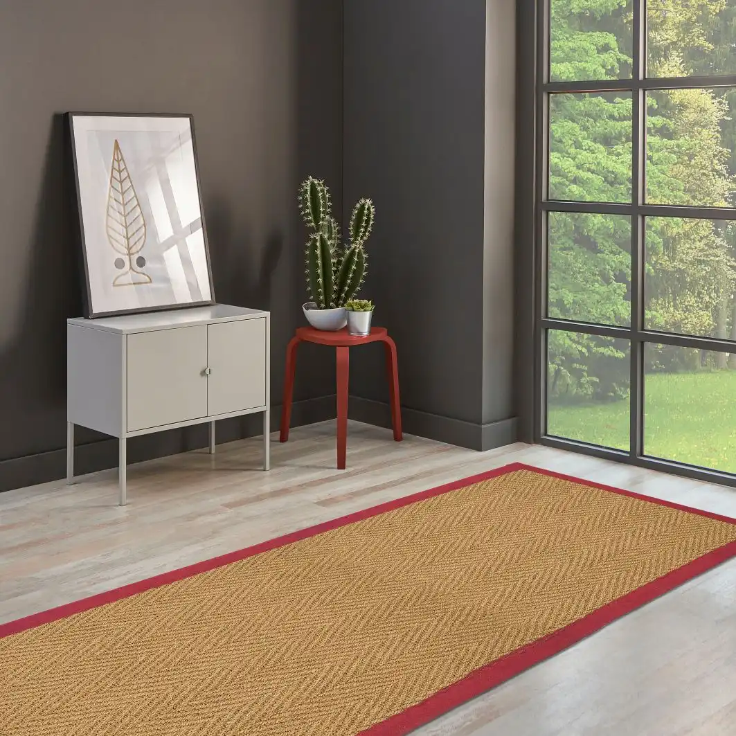 Herringbone Coir Red Rug - Image 3