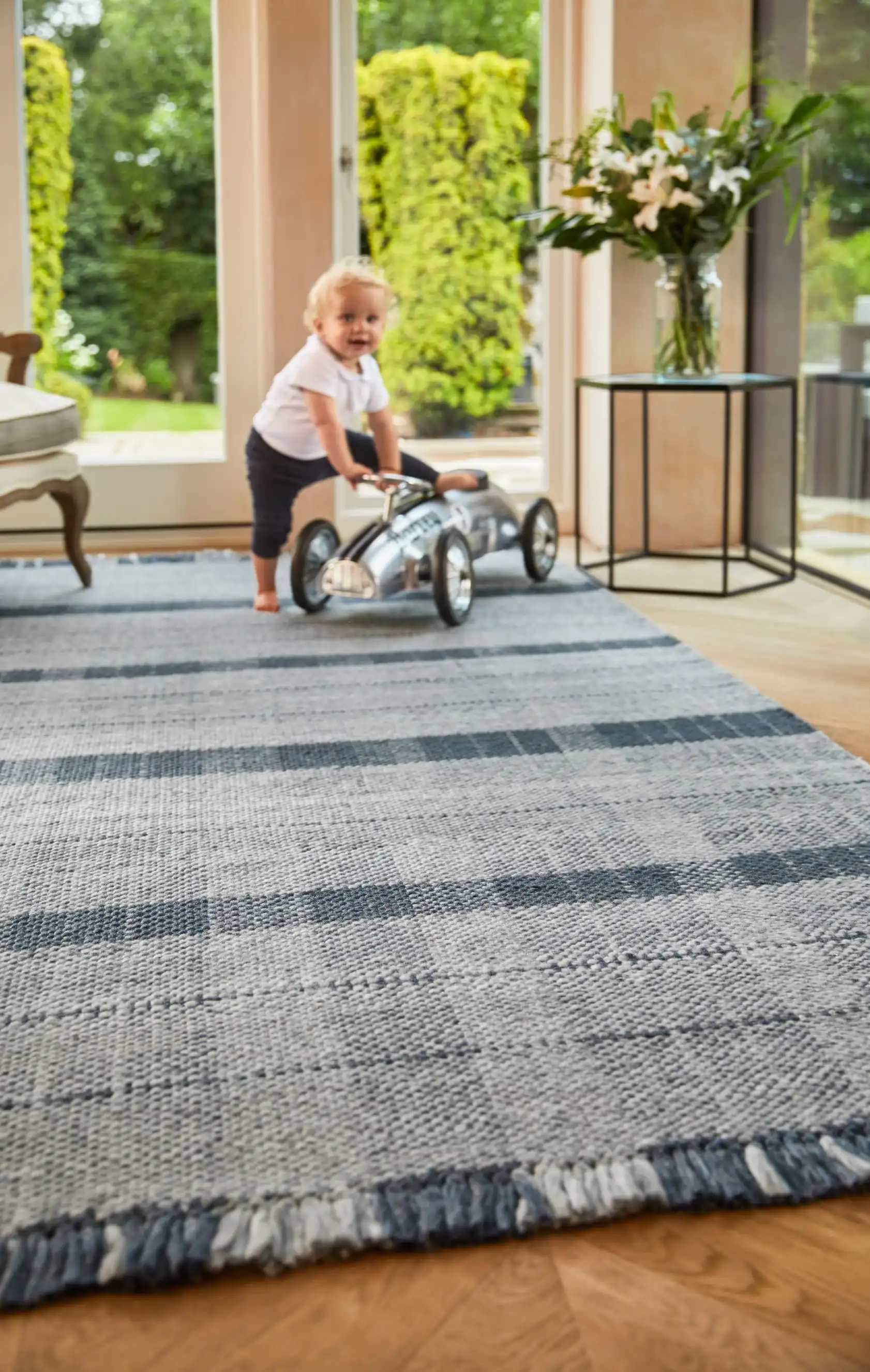 Highland Check Navy Rug - Image 3
