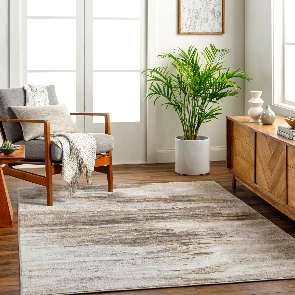 Hila Abstract Modern Marble Dark Brown/Off-White Rug