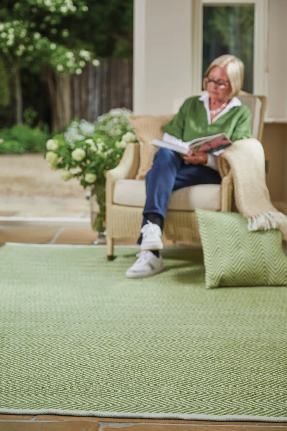 Hug Woven Herringbone Green Rug - Image 2