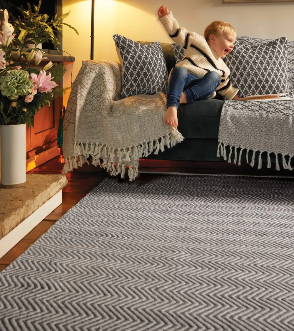 Hug Woven Herringbone Warm Grey Rug