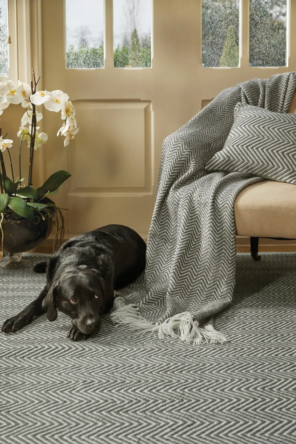 Hug Woven Herringbone Warm Grey Rug - Image 2