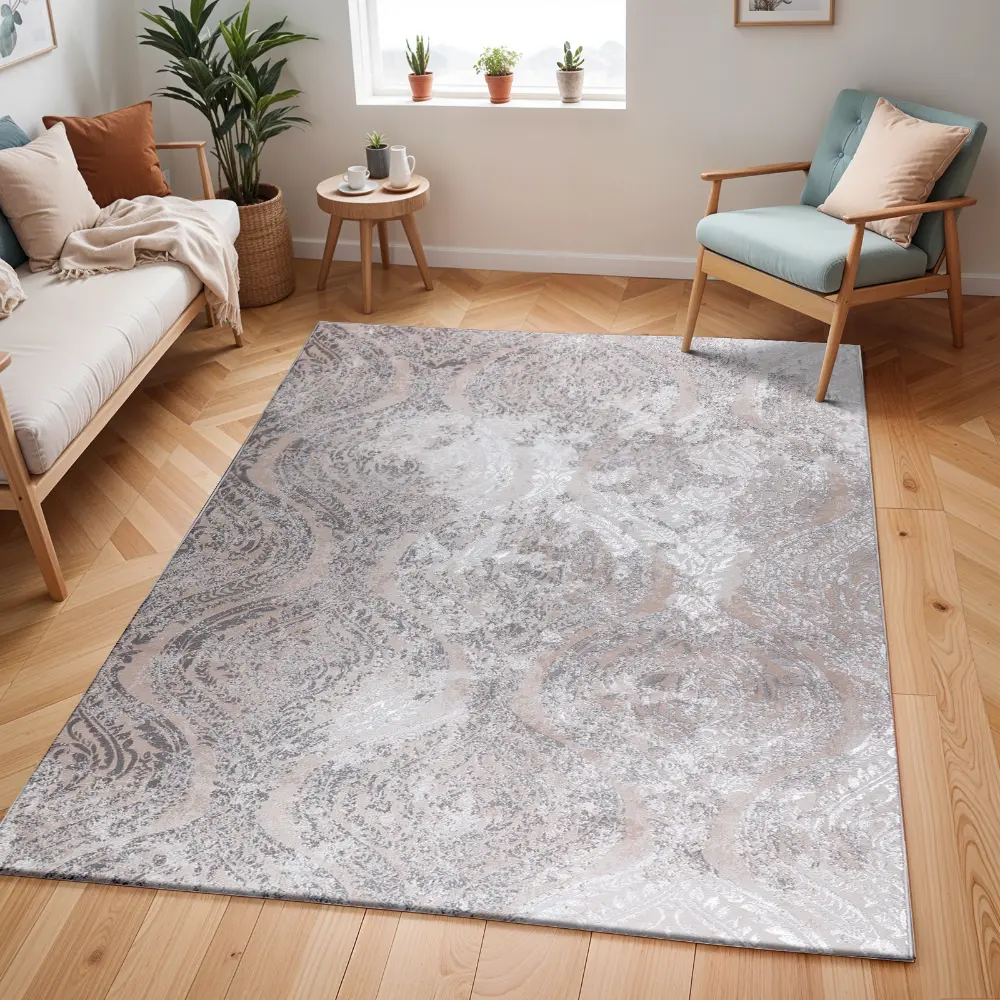 Ingrid Vintage Oriental Boho White/Grey Rug - Image 4