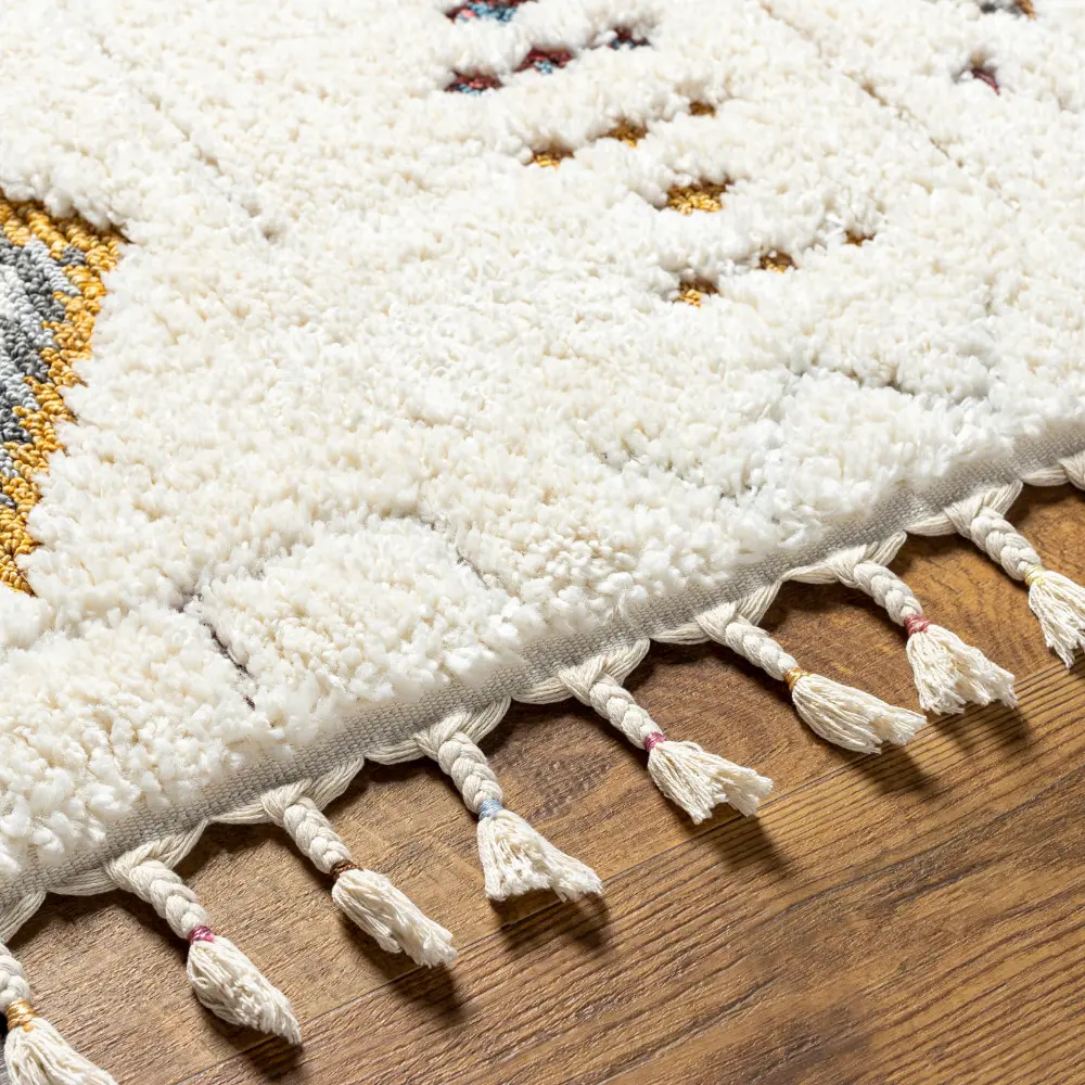 Ino Shaggy Modern Boho Plush Pile Cream Rug - Image 2