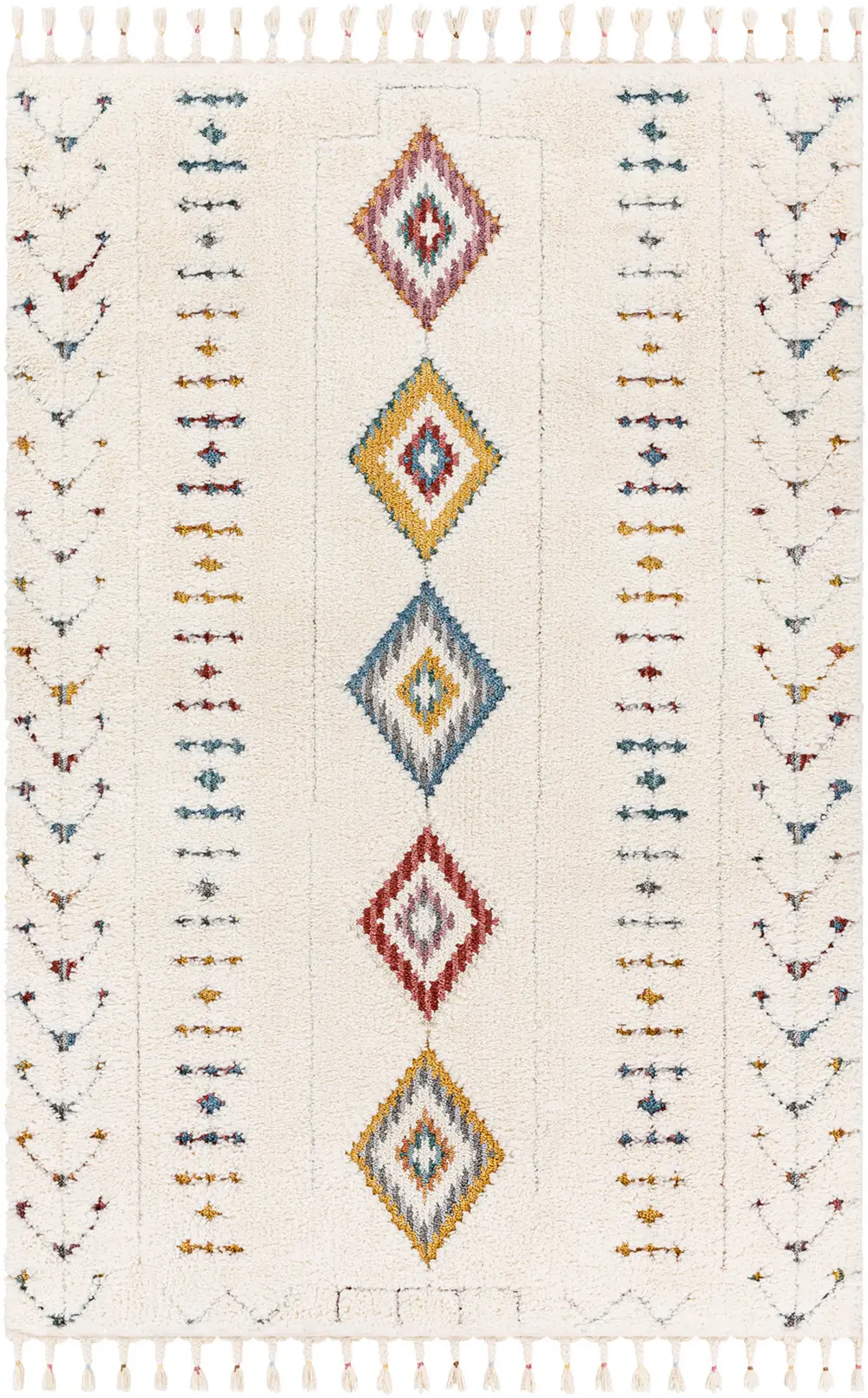Ino Shaggy Modern Boho Plush Pile Cream Rug - Image 3