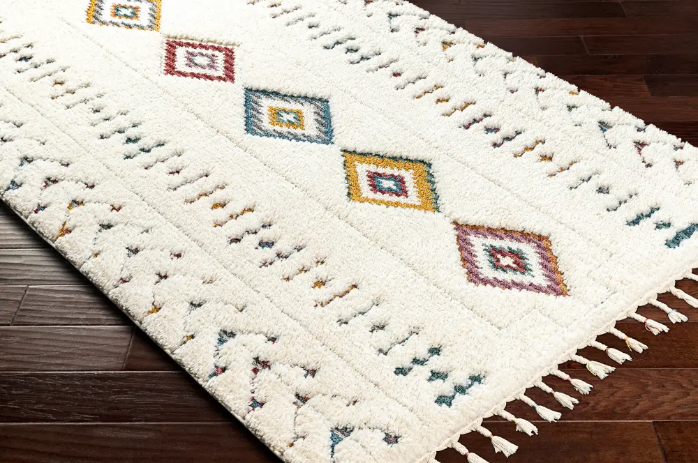 Ino Shaggy Modern Boho Plush Pile Cream Rug - Image 6