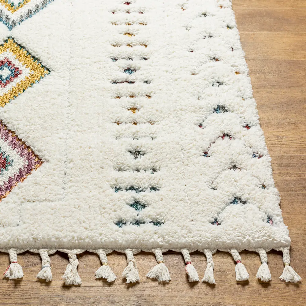 Ino Shaggy Modern Boho Plush Pile Cream Rug - Image 8