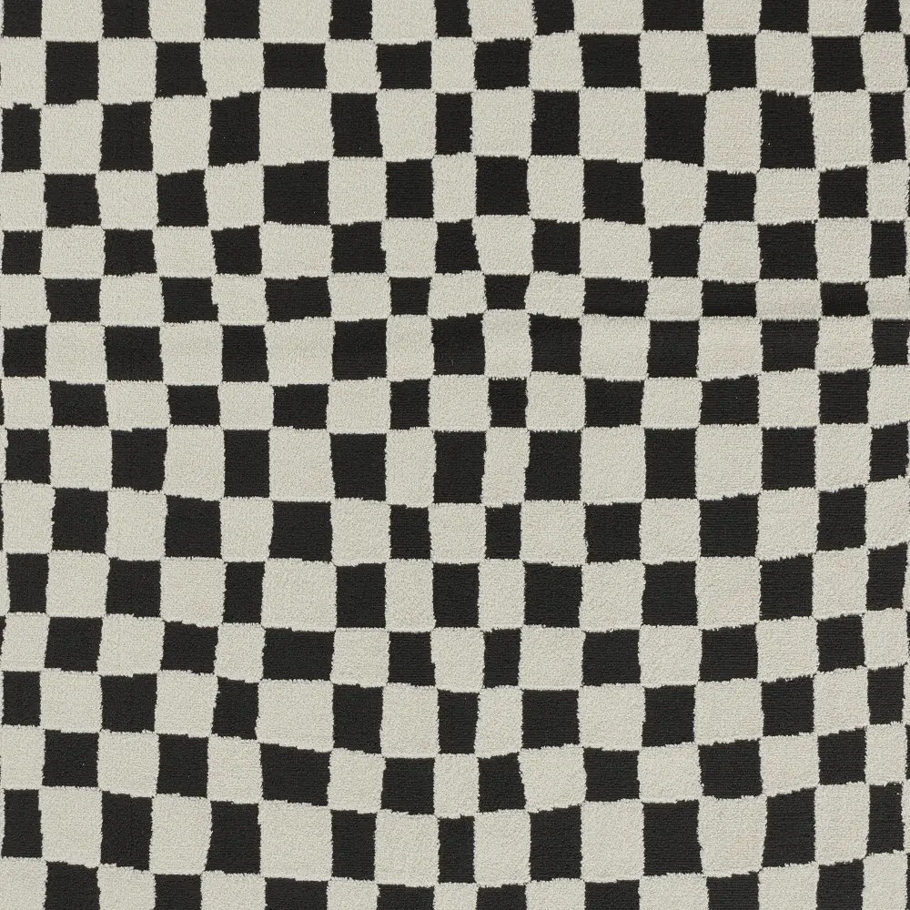 Irina Scandi Modern High Pile Black Checkered Rug - Image 11