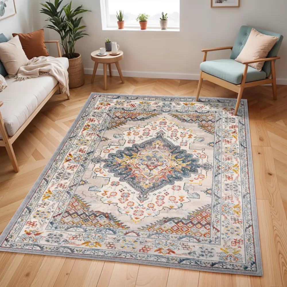 Jade Vintage Oriental Boho Grey Rug