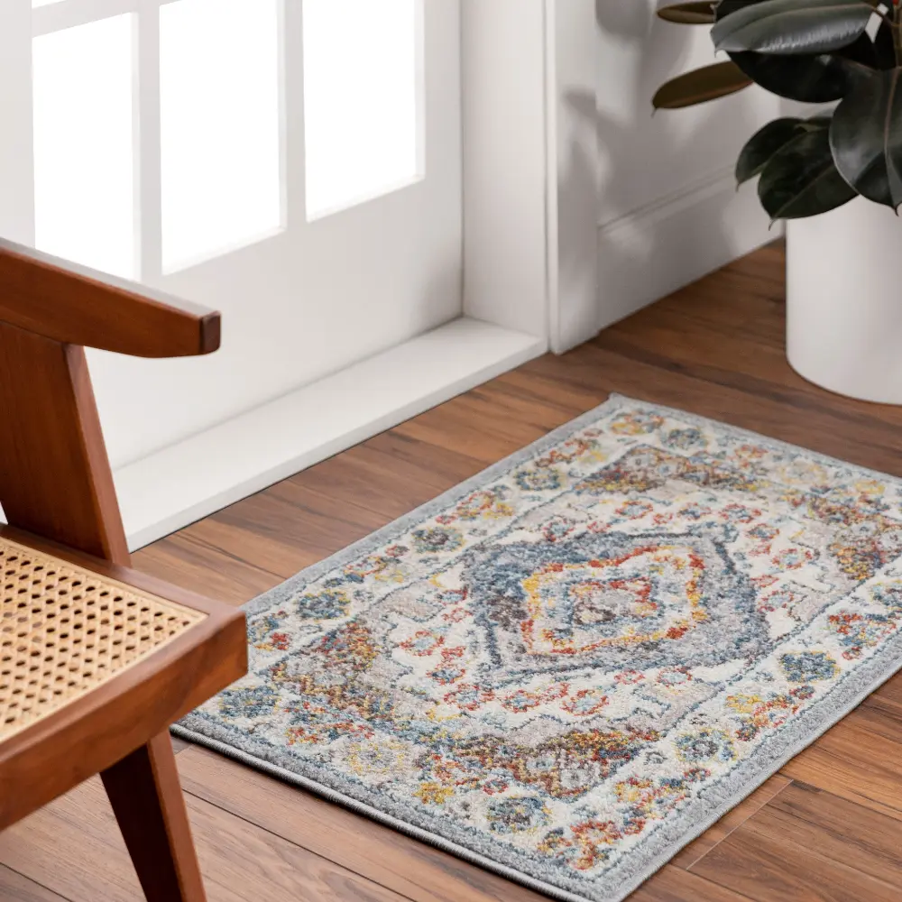 Jade Vintage Oriental Boho Grey Rug - Image 3