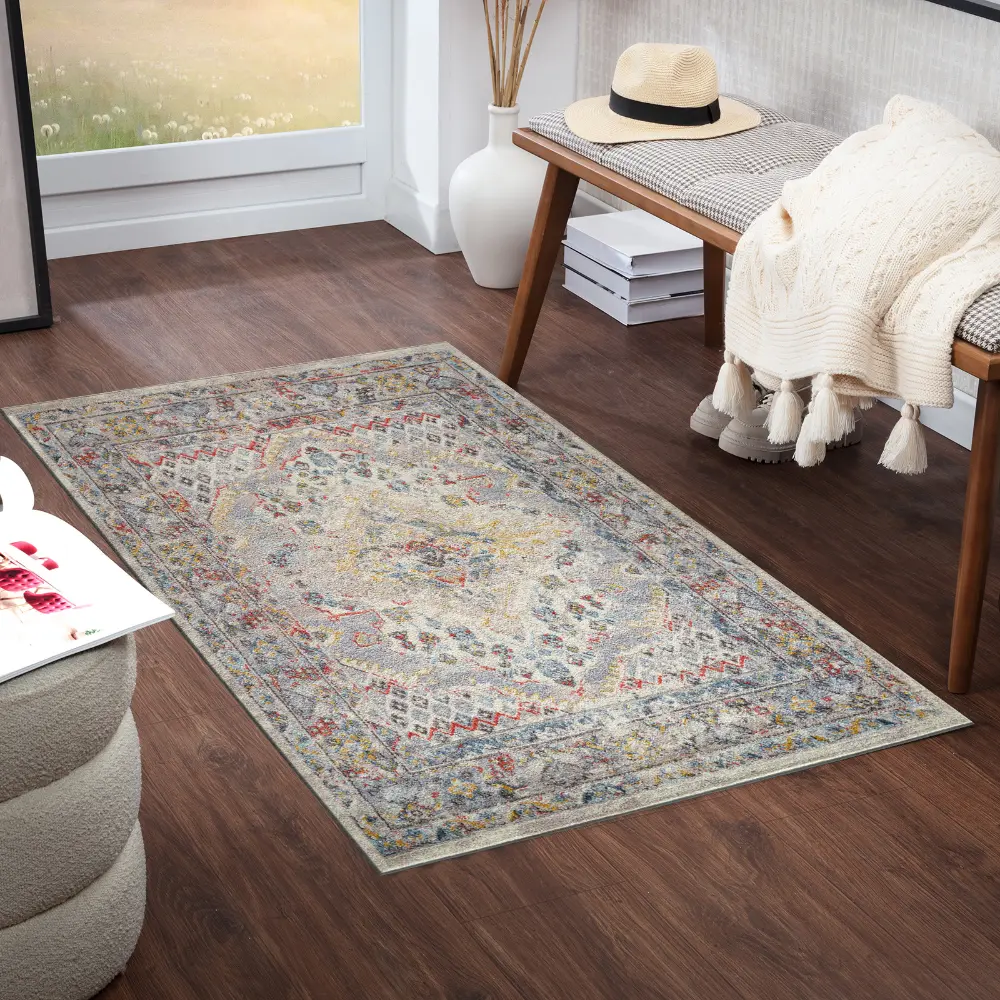 Jade Vintage Oriental Boho Taupe Rug - Image 4