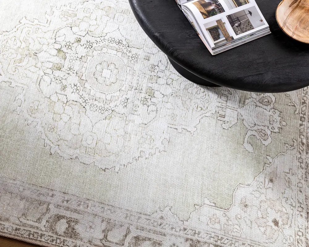 Rainier Our Pnw Home X Livabliss Machine Washable Oriental Boho Cream/Light Brown Rug - Image 9