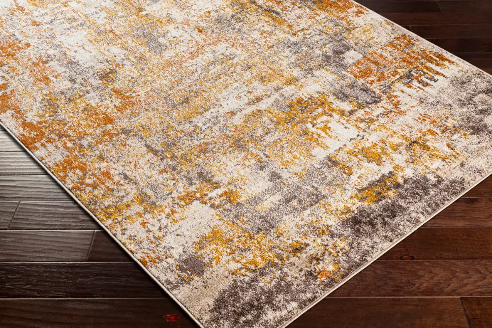 Jeevika Abstract Modern Marble Orange Rug - Image 4