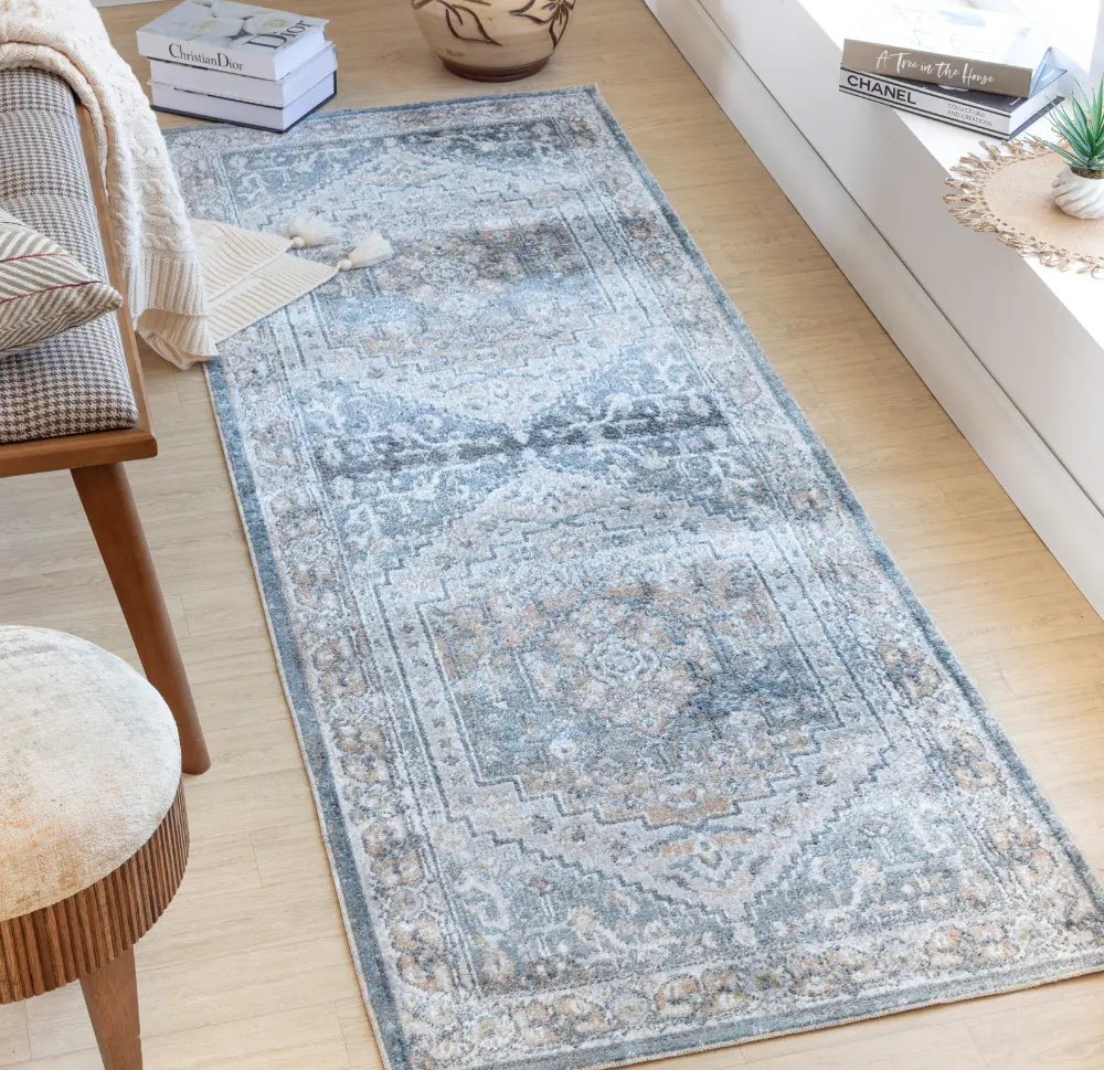 Jennifer Machine Washable Oriental Boho Navy Blue Rug - Image 10