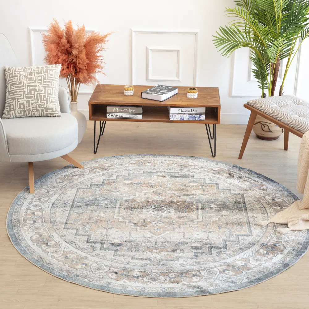 Jennifer Machine Washable Oriental Boho Navy Blue Rug - Image 6