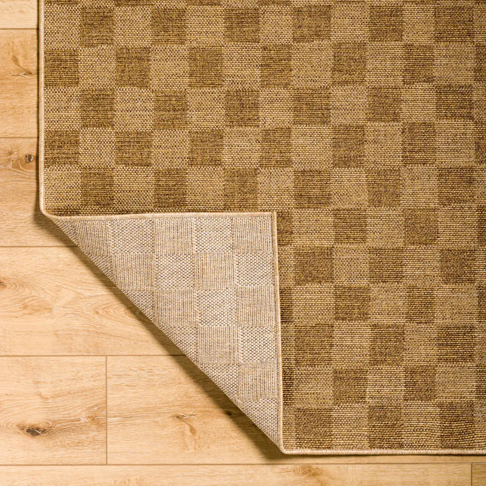 Jerrie In- & Outdoor Jute-Look Medium Brown Checkered Rug - Image 3