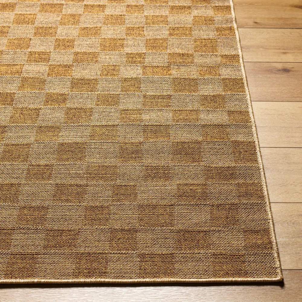 Jerrie In- & Outdoor Jute-Look Medium Brown Checkered Rug - Image 4