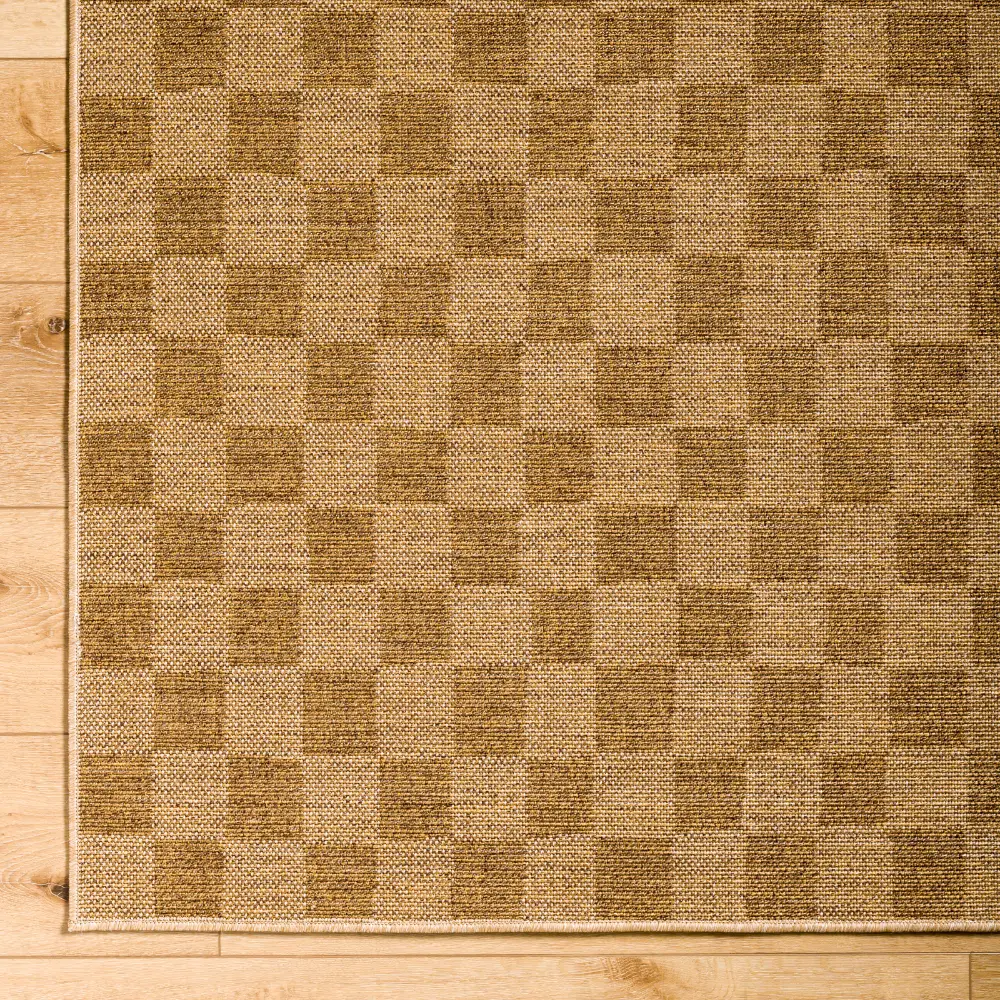 Jerrie In- & Outdoor Jute-Look Medium Brown Checkered Rug - Image 5