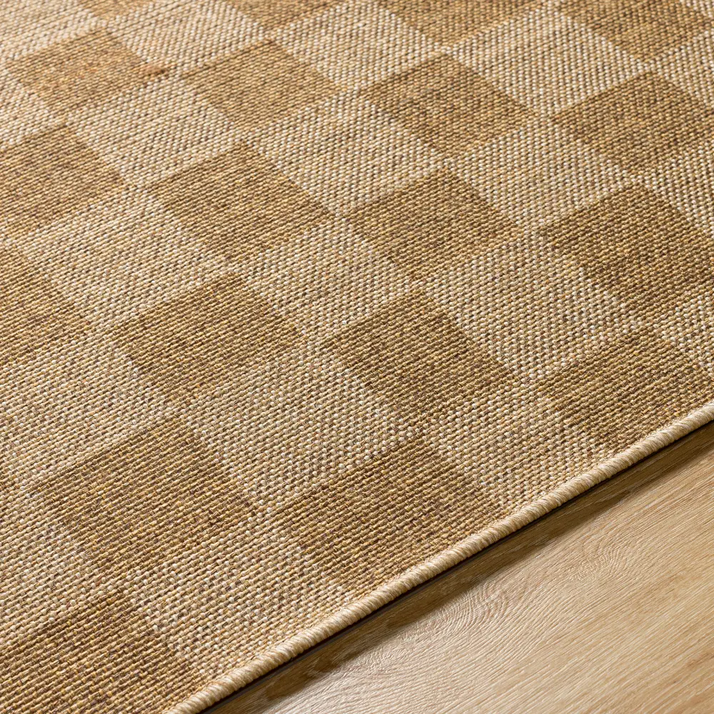 Jerrie In- & Outdoor Jute-Look Medium Brown Checkered Rug - Image 6