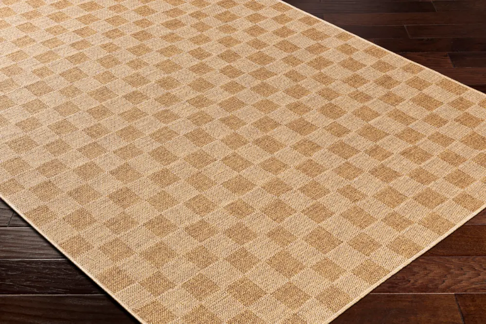 Jerrie In- & Outdoor Jute-Look Medium Brown Checkered Rug - Image 8