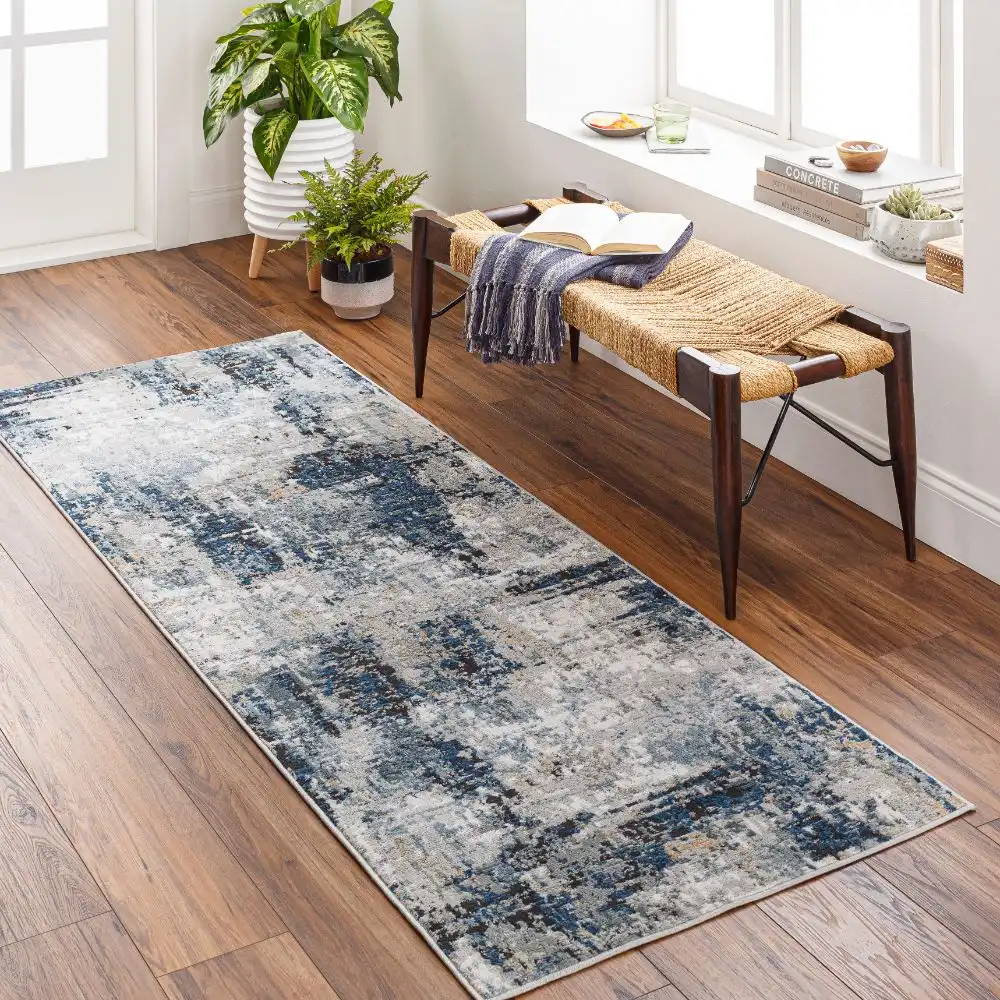 Lena Abstract Modern Marble Denim Rug - Image 3