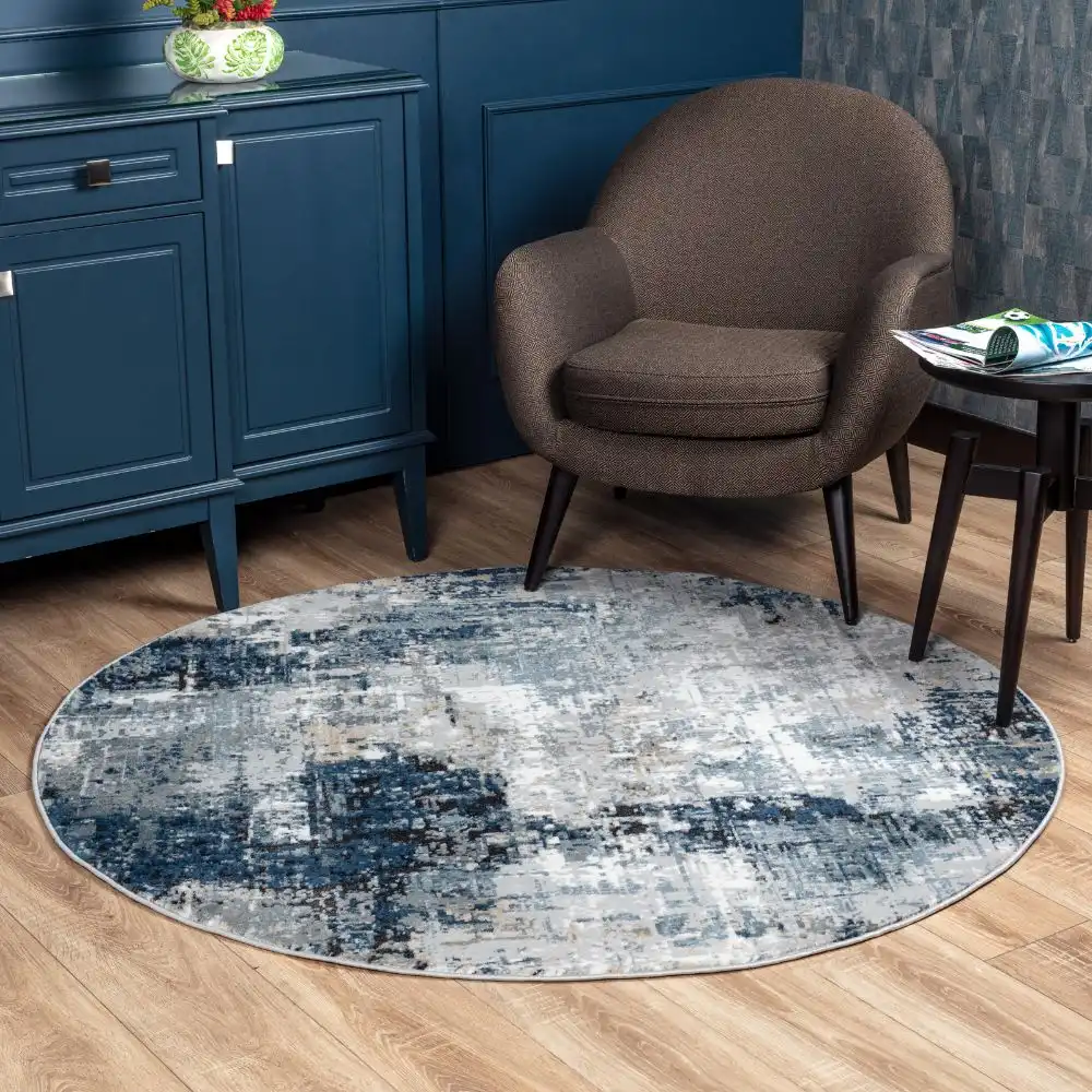 Lena Abstract Modern Marble Denim Rug - Image 4