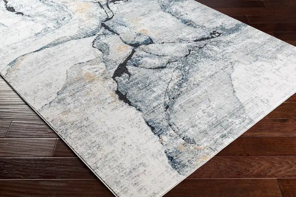Lyna Abstract Modern Marble Dark Blue Rug - Image 6