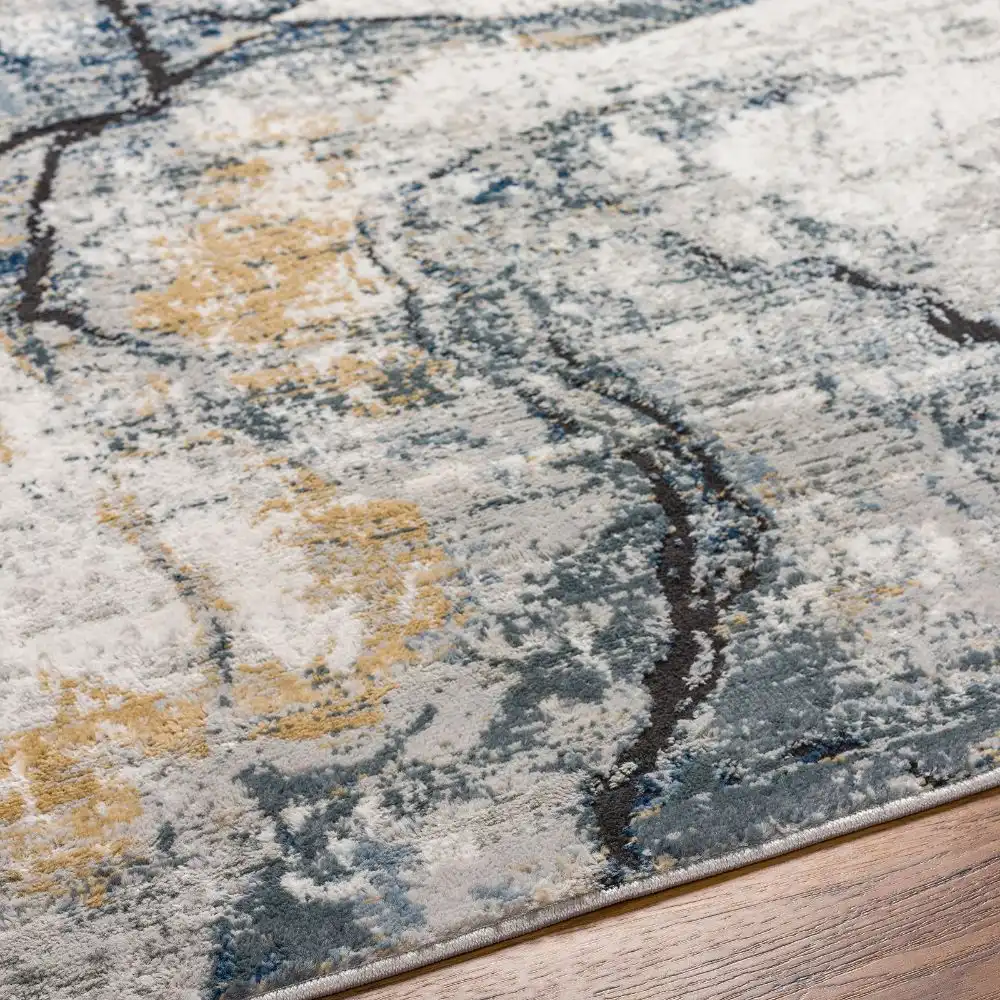 Lyna Abstract Modern Marble Dark Blue Rug - Image 9