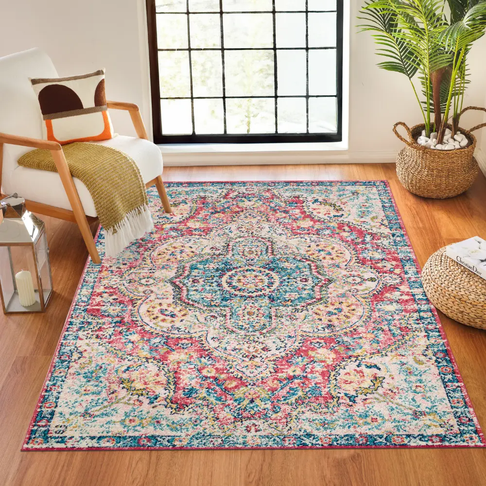 Julia Vintage Oriental Boho Rose Rug - Image 2