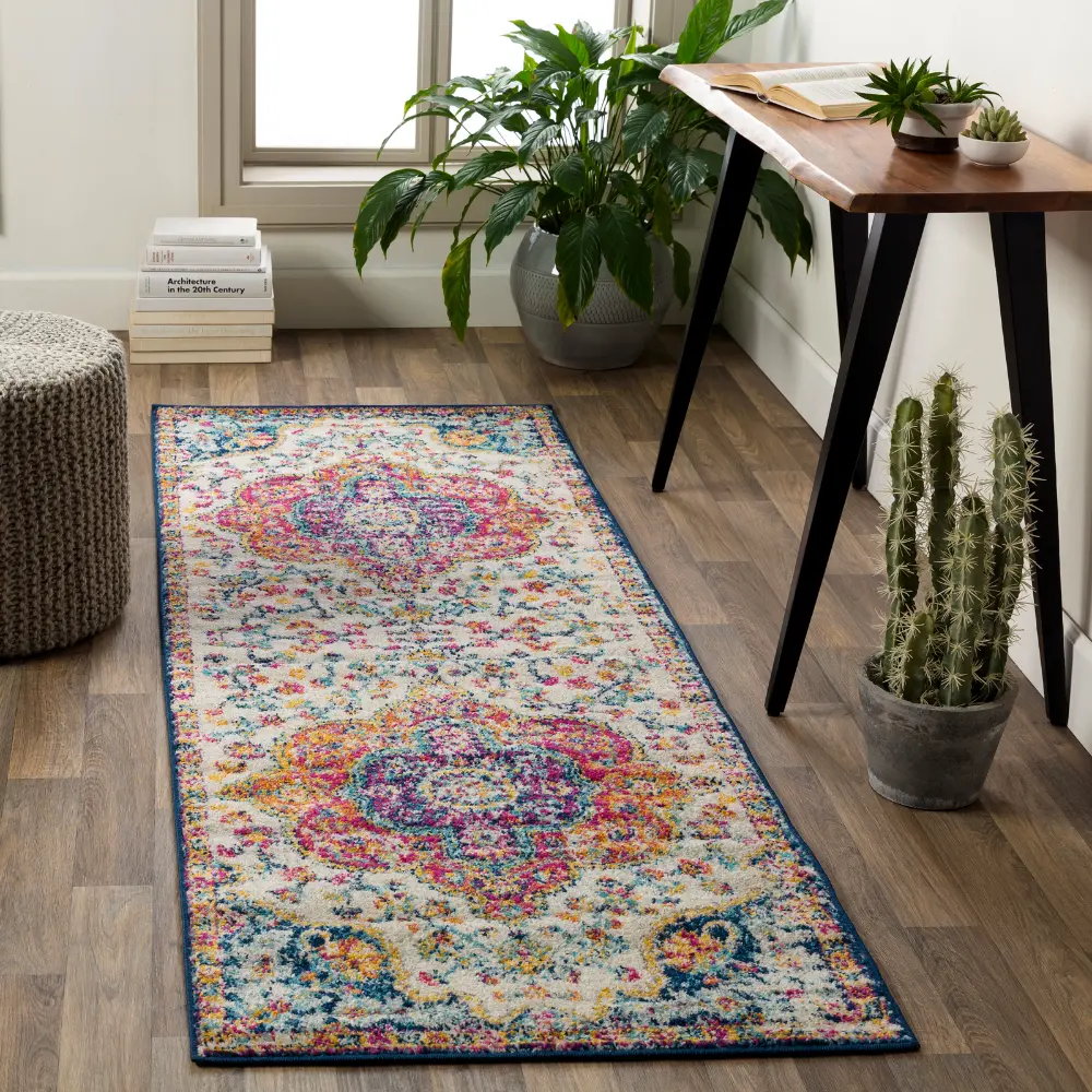 Julia Vintage Oriental Boho Pink/Saffron Rug - Image 3