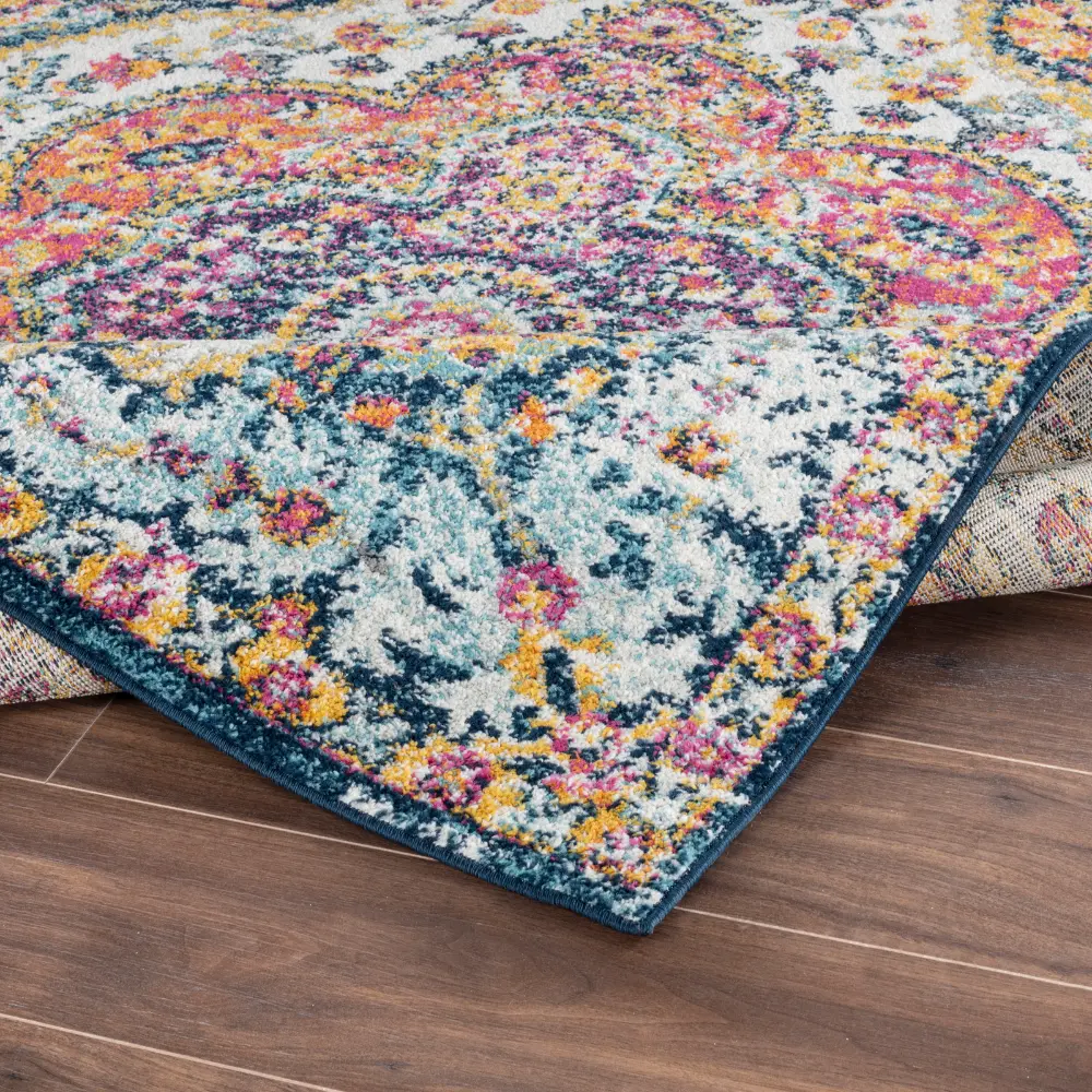 Julia Vintage Oriental Boho Pink/Saffron Rug - Image 8