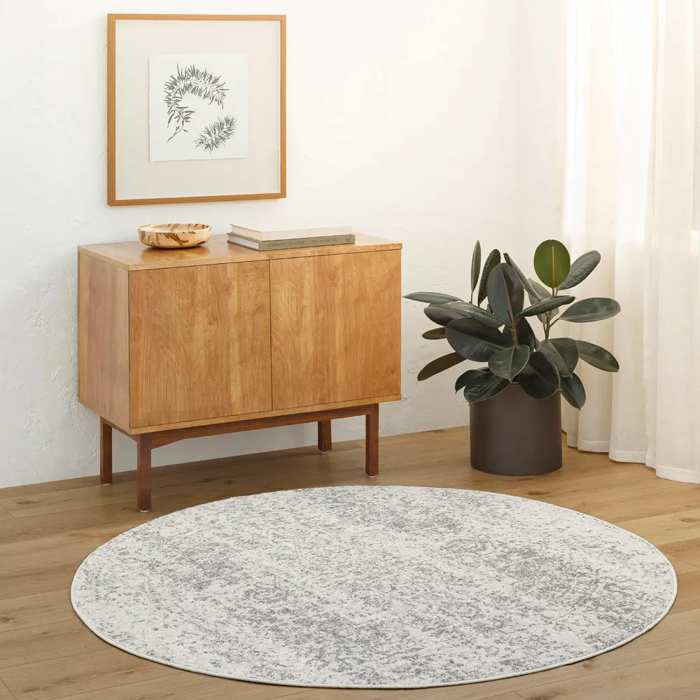 Juliette Vintage Oriental Boho Grey/White Rug - Image 2