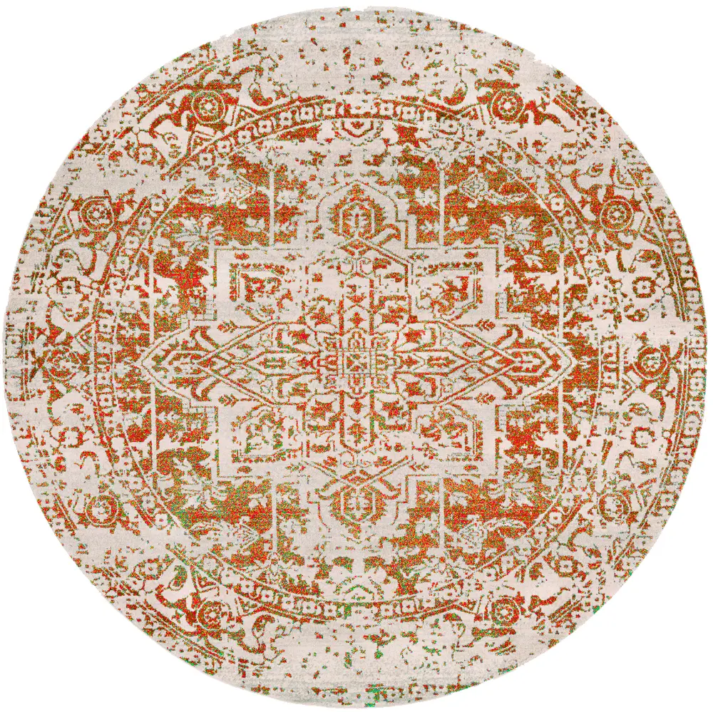 Juliette Vintage Oriental Boho Orange/White Rug - Image 4