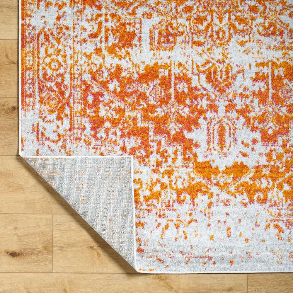 Juliette Vintage Oriental Boho Orange/White Rug - Image 5