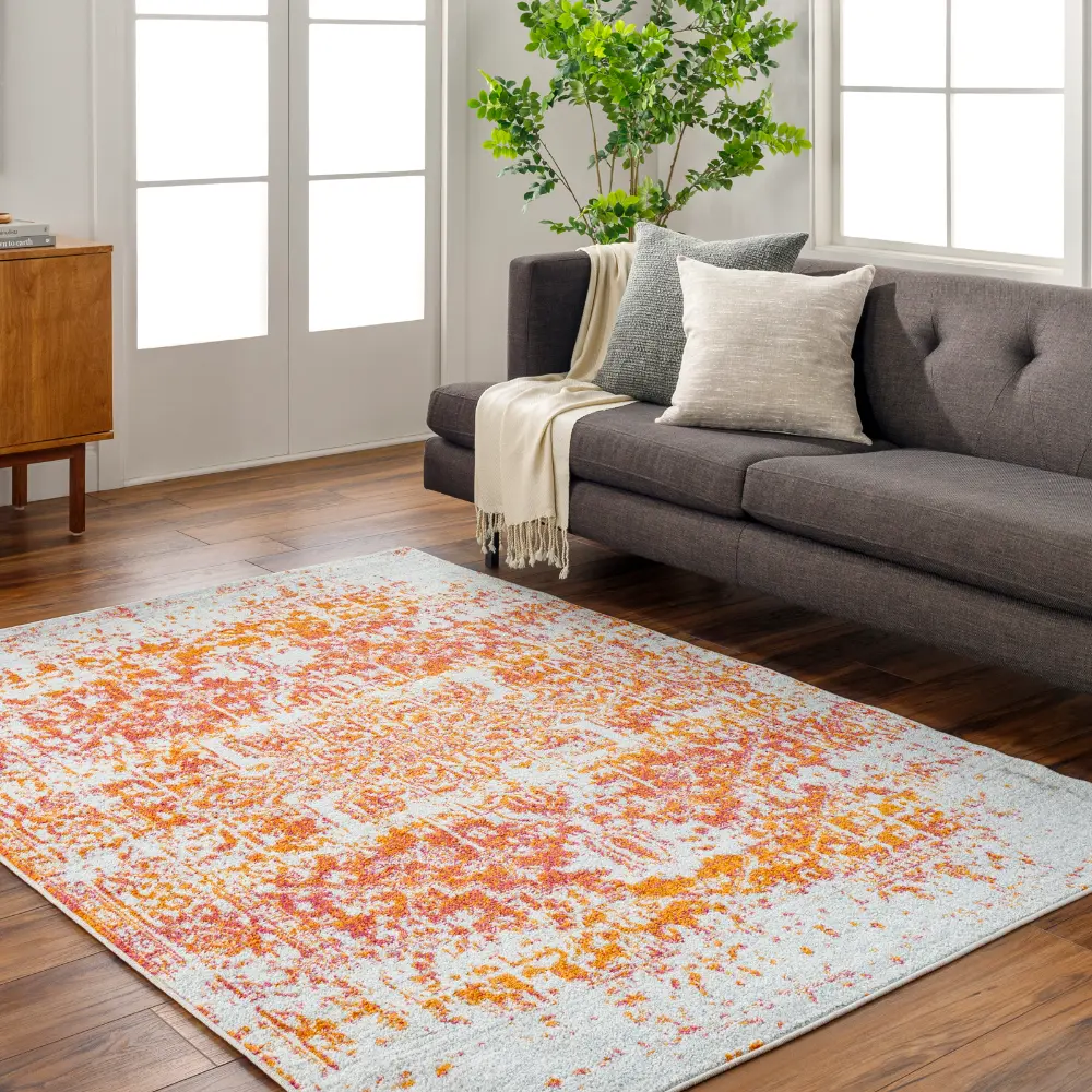 Juliette Vintage Oriental Boho Orange/White Rug - Image 9