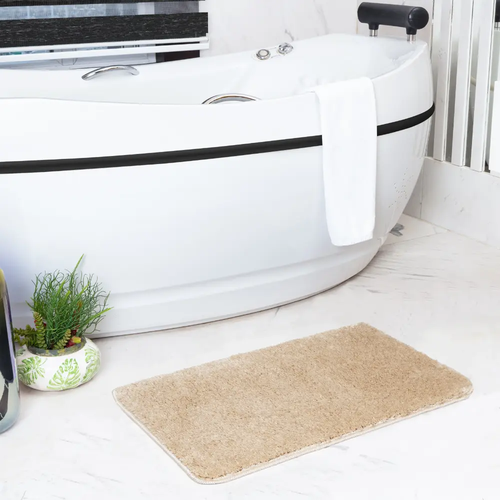 June Machine Washable Non-Slip Beige Bathroom Rug - Image 7