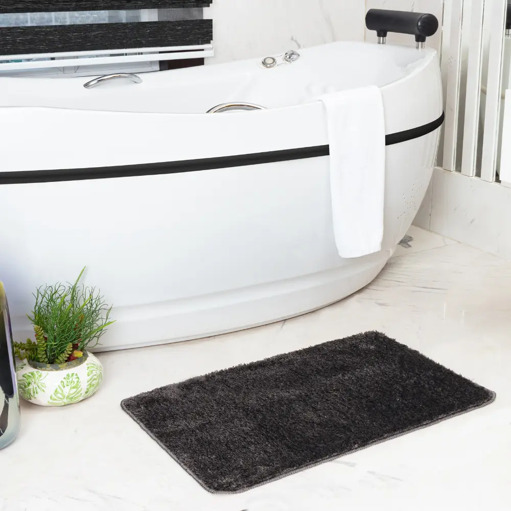 June Machine Washable Non-Slip Grey Bathroom Rug - Image 7