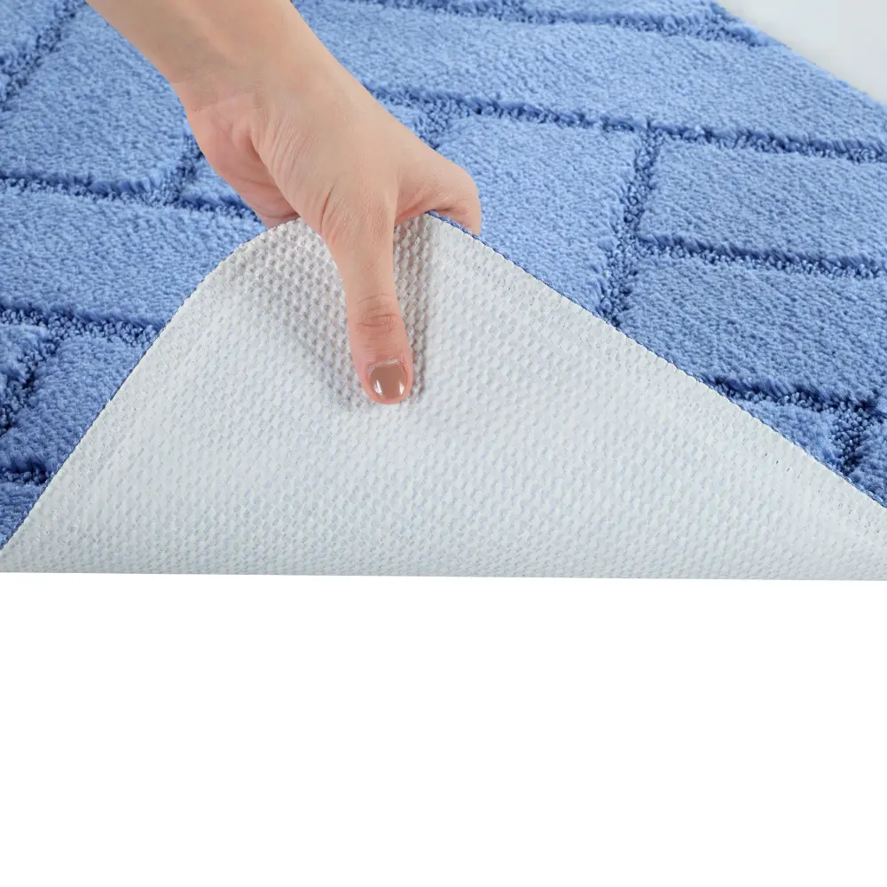 Juniper 2-Piece Machine Washable Non-Slip Blue Bathroom Rug Set - Image 3