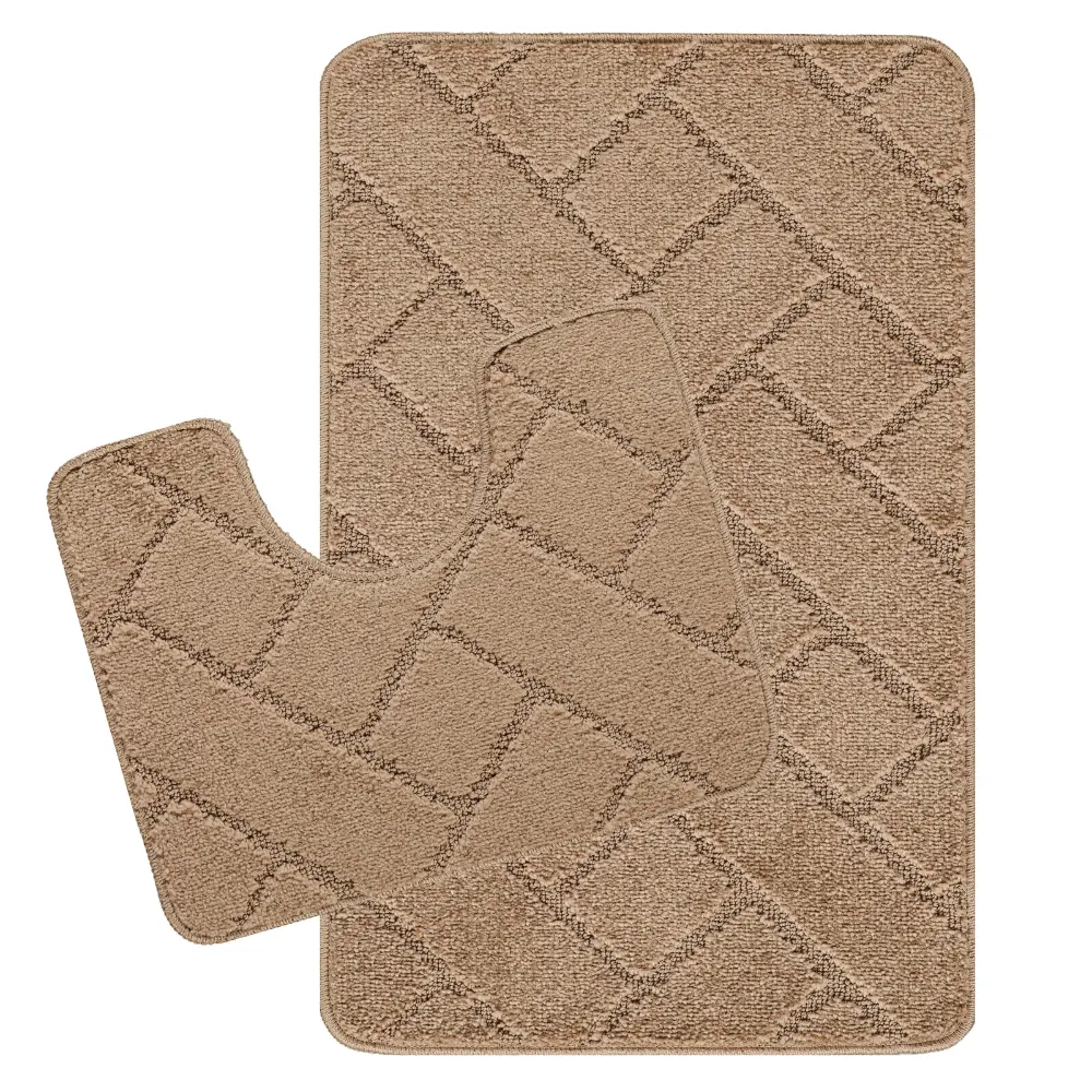Juniper 2-Piece Machine Washable Non-Slip Brown Bathroom Rug Set - Image 4