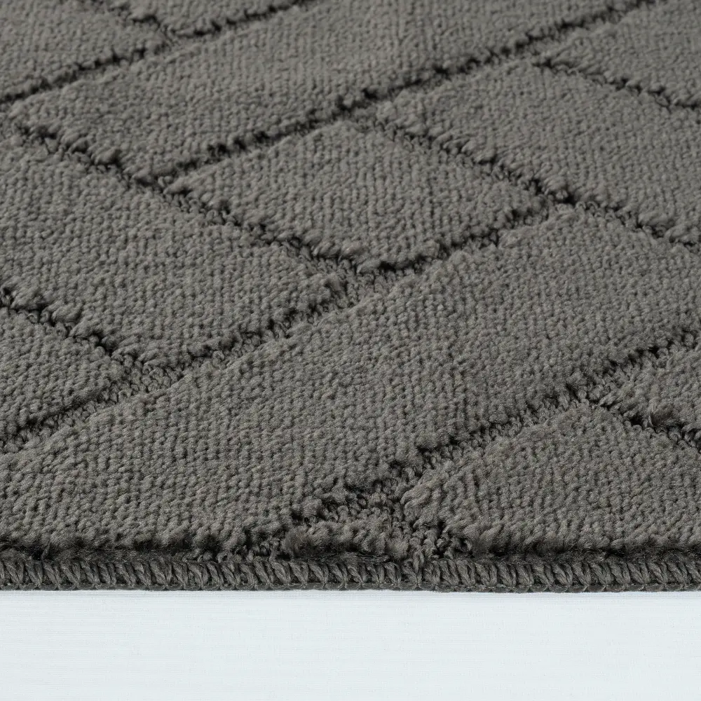 Juniper 2-Piece Machine Washable Non-Slip Dark Grey Bathroom Rug Set - Image 9