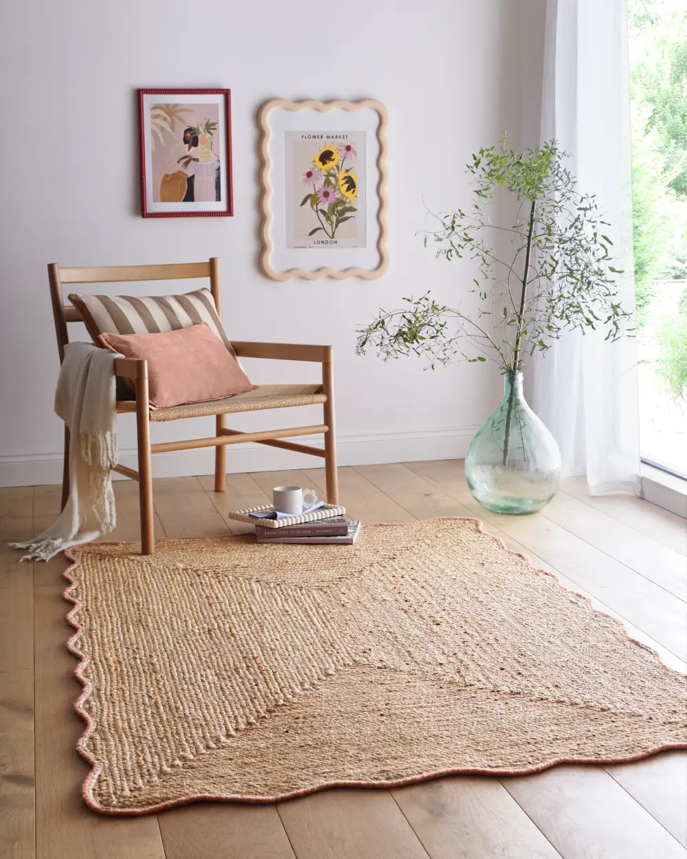 Jute Scalloped Edge Peach