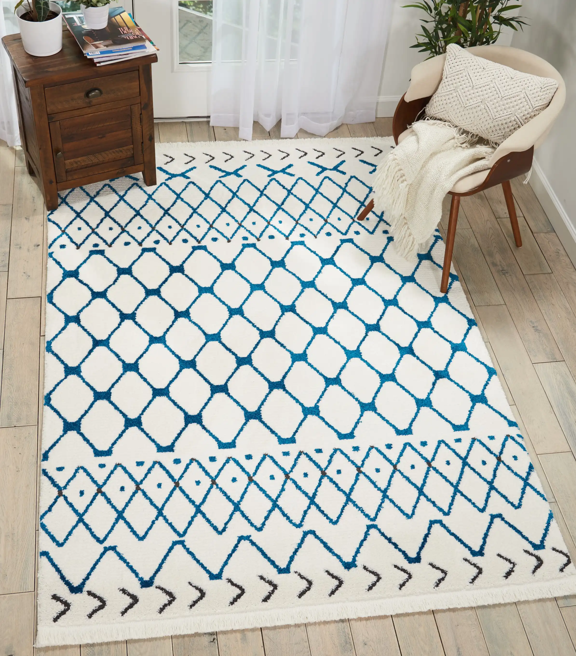 Kamala DS500 White Blue Rug