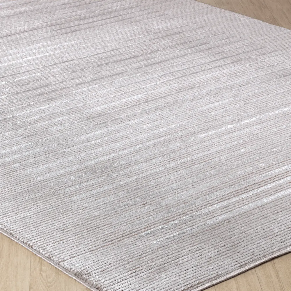 Kaysa Scandi Modern Beige/White Striped Rug - Image 2