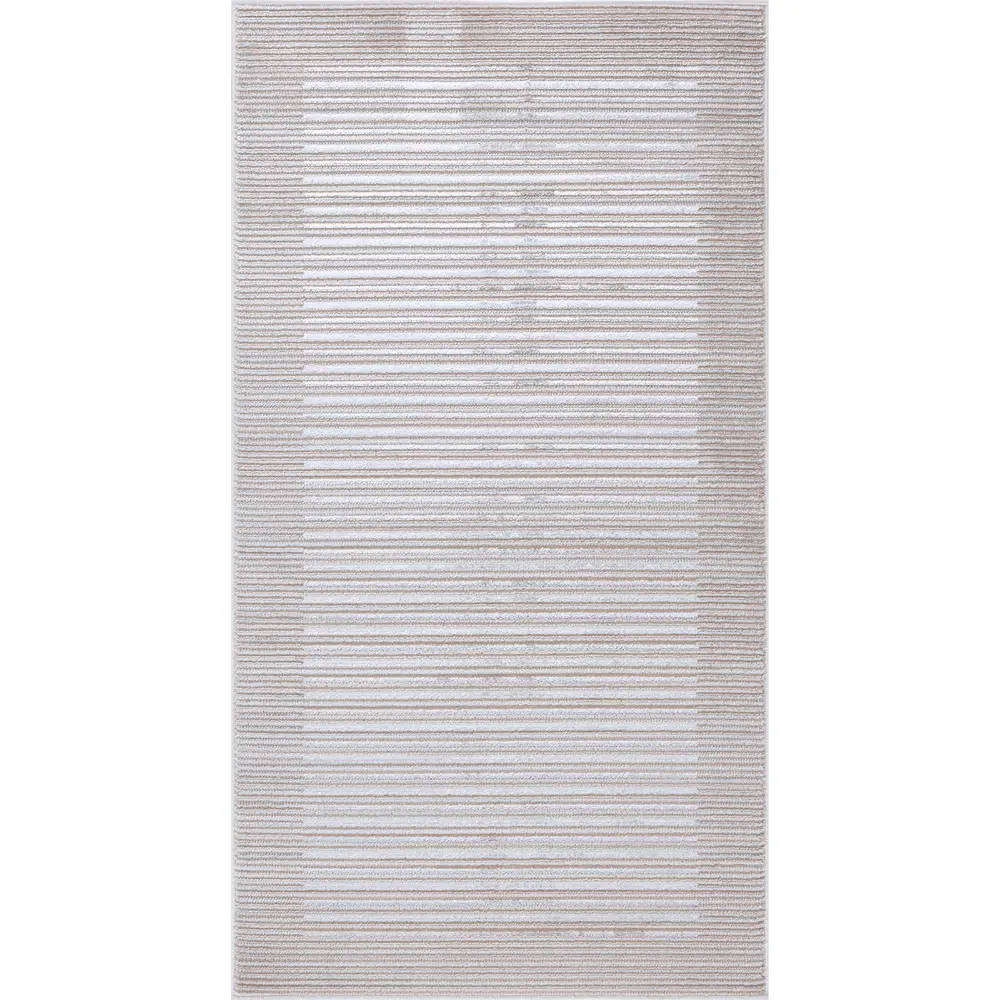 Kaysa Scandi Modern Beige/White Striped Rug - Image 4