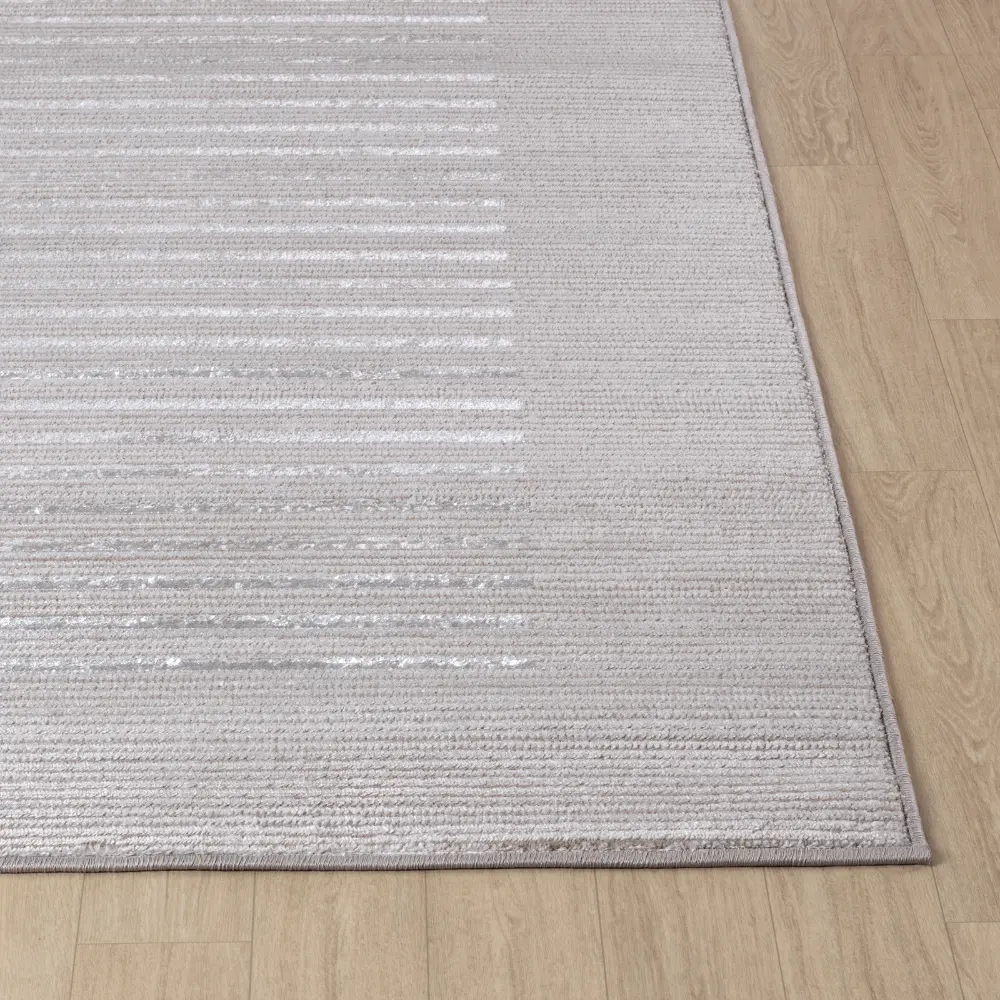 Kaysa Scandi Modern Beige/White Striped Rug - Image 9