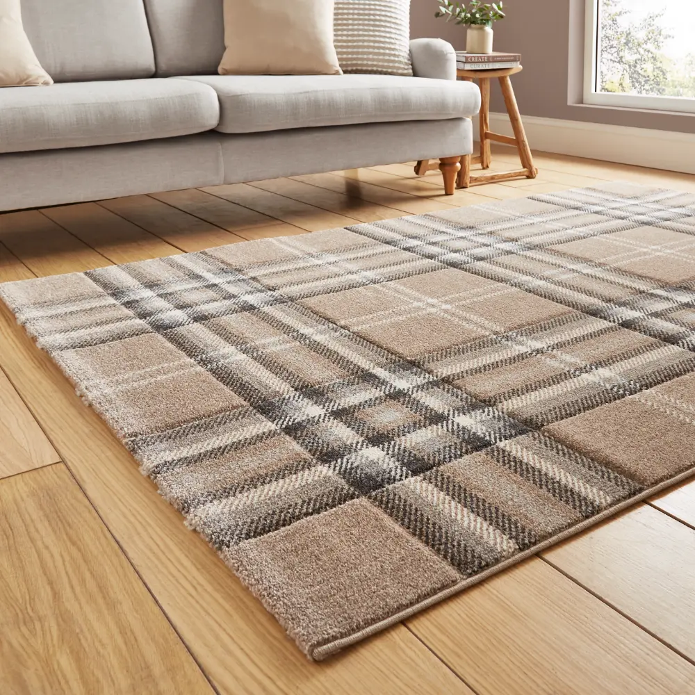 Catherine Lansfield Kelso Check Beige - Washable